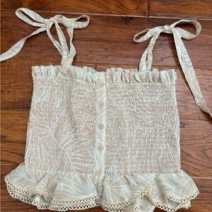 Lost + Wander White/Sand colored top